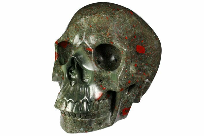 Realistic, Polished Bloodstone (Heliotrope) Skull #150937